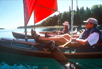 Jan Gougeon and his Serendipity sailing canoe Spirit